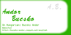 andor bucsko business card